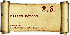 Milics Botond névjegykártya